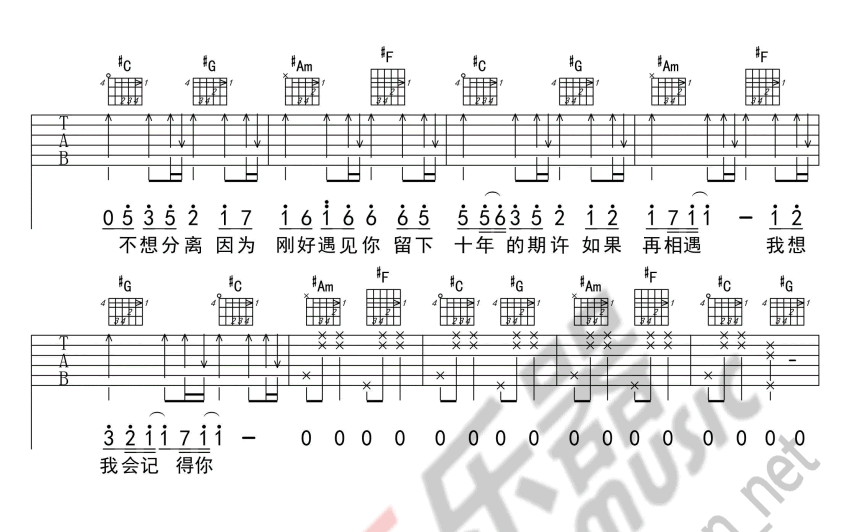 刚好遇见你吉他谱_李玉刚_六线谱弹唱谱-C大调音乐网