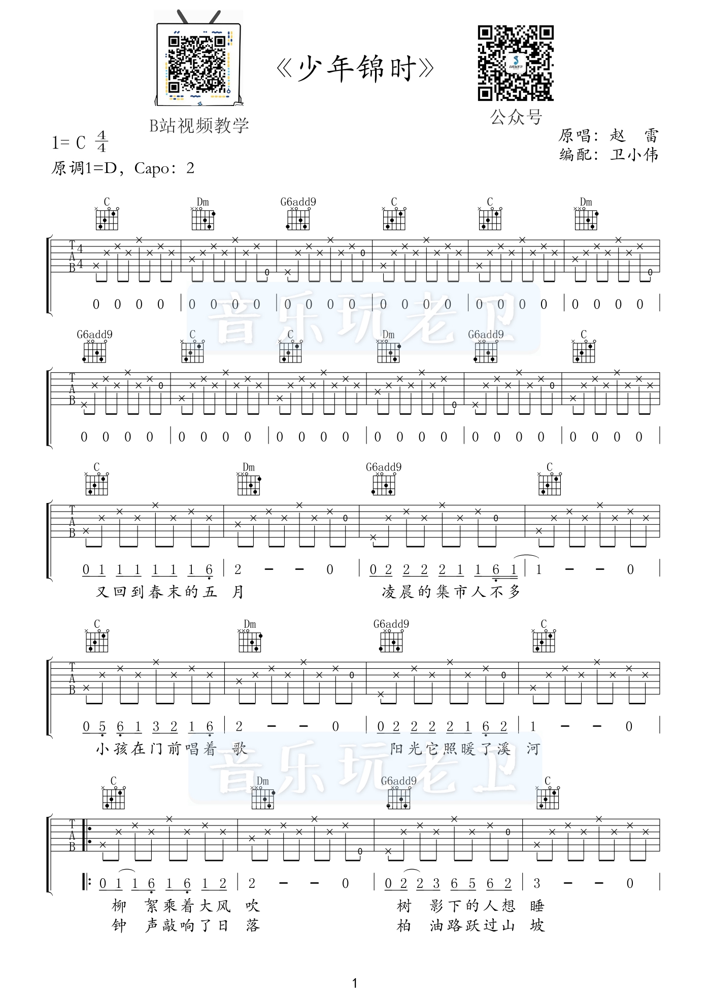 少年锦时（全网最原版）-C大调音乐网