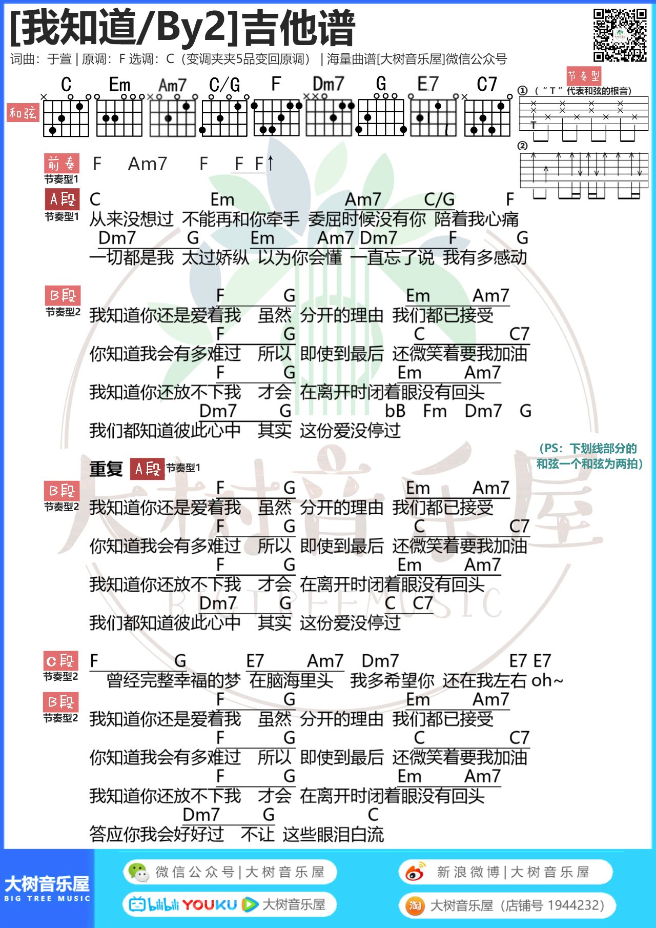 我知道（大树音乐屋）-C大调音乐网