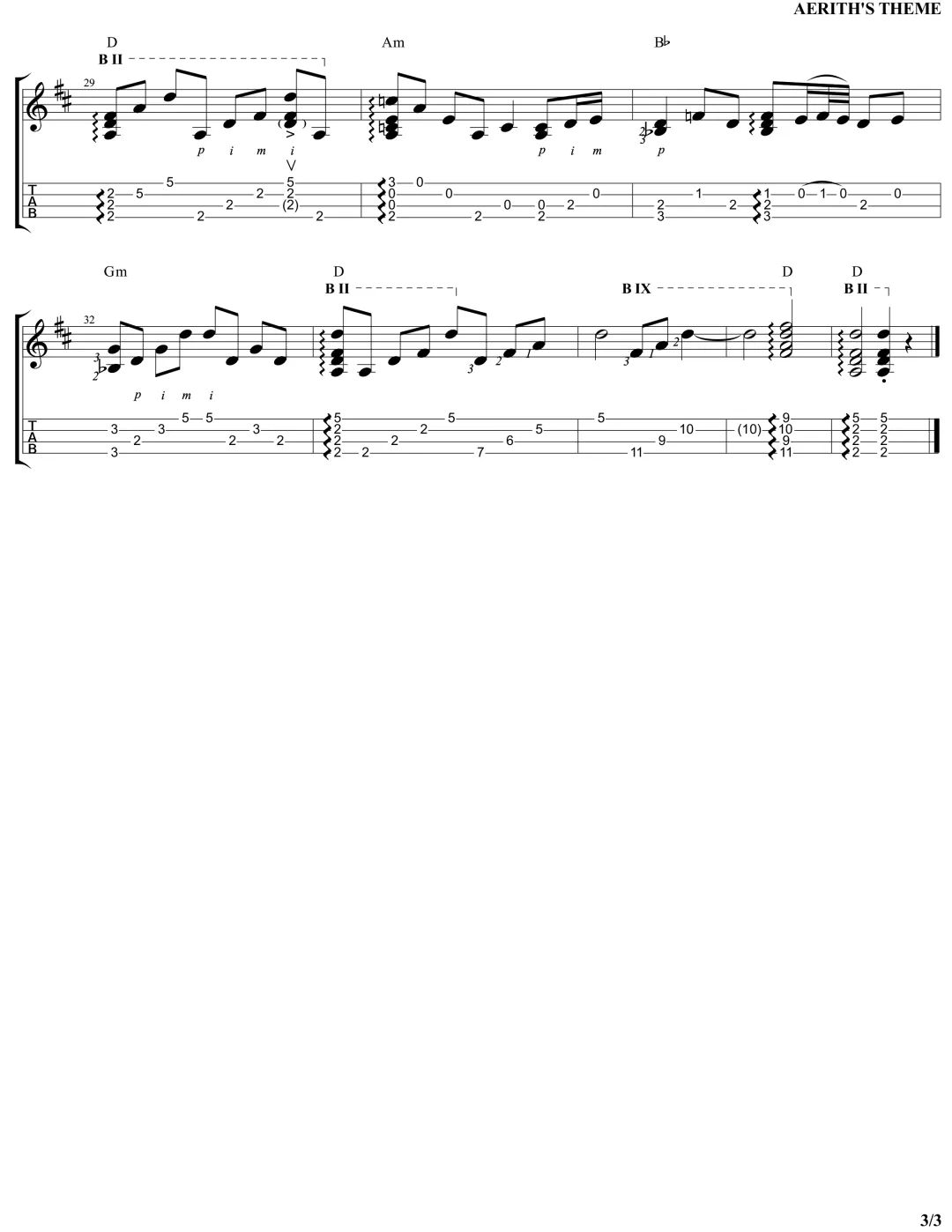最终幻想BGM『爱丽斯的主题曲』 ukulele指弹曲谱-C大调音乐网