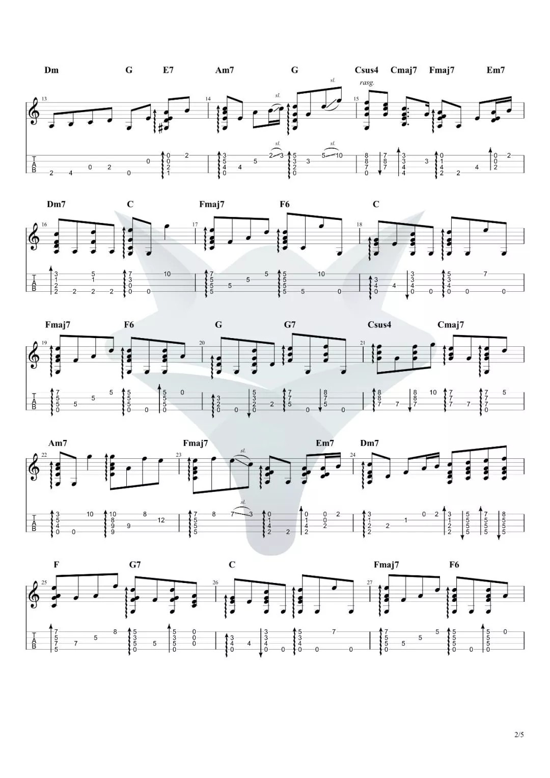 《晚霞》ukulele指弹谱-小凑昭尚尺八演奏曲-C大调音乐网