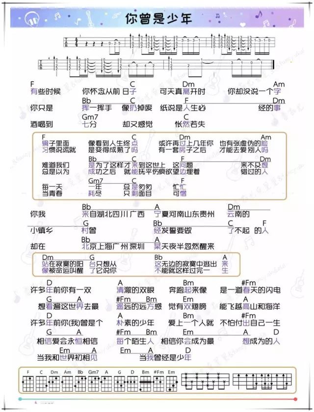 S.H.E《你曾是少年》尤克里里弹唱谱-C大调音乐网