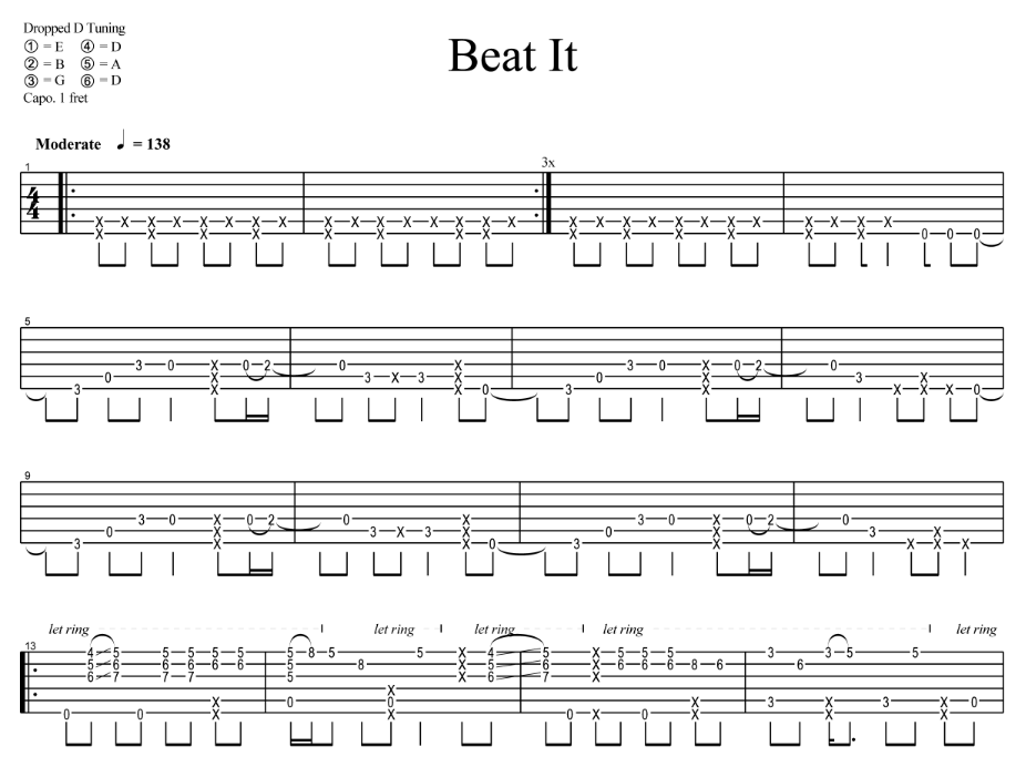 《Beat It》-C大调音乐网