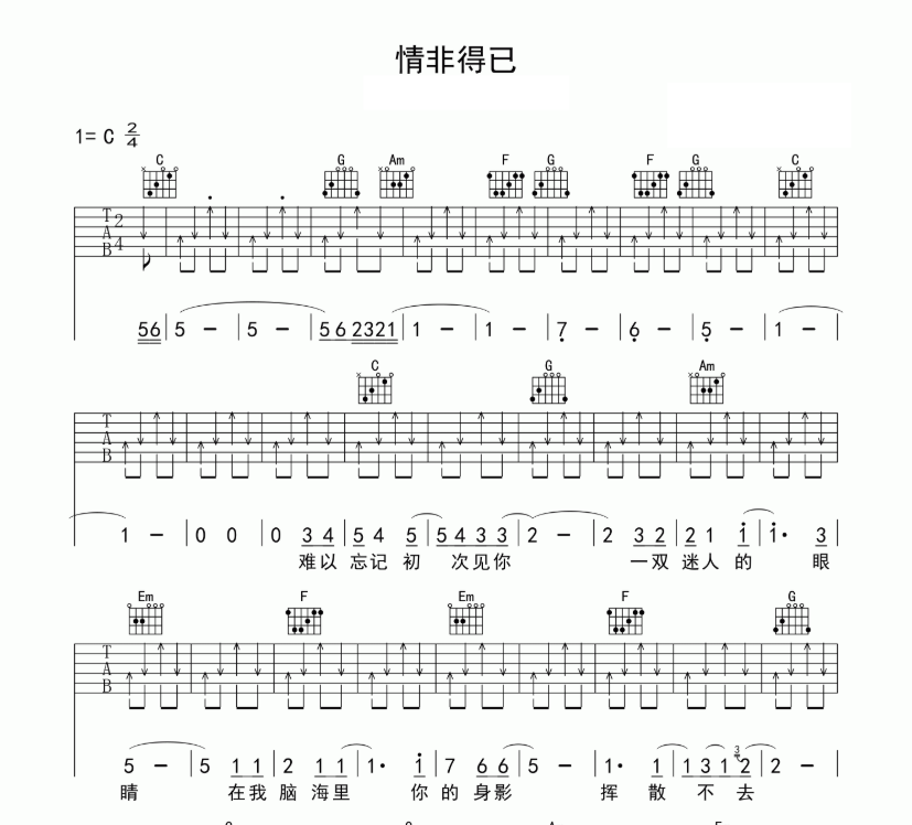 庾澄庆《情非得已》-C大调音乐网