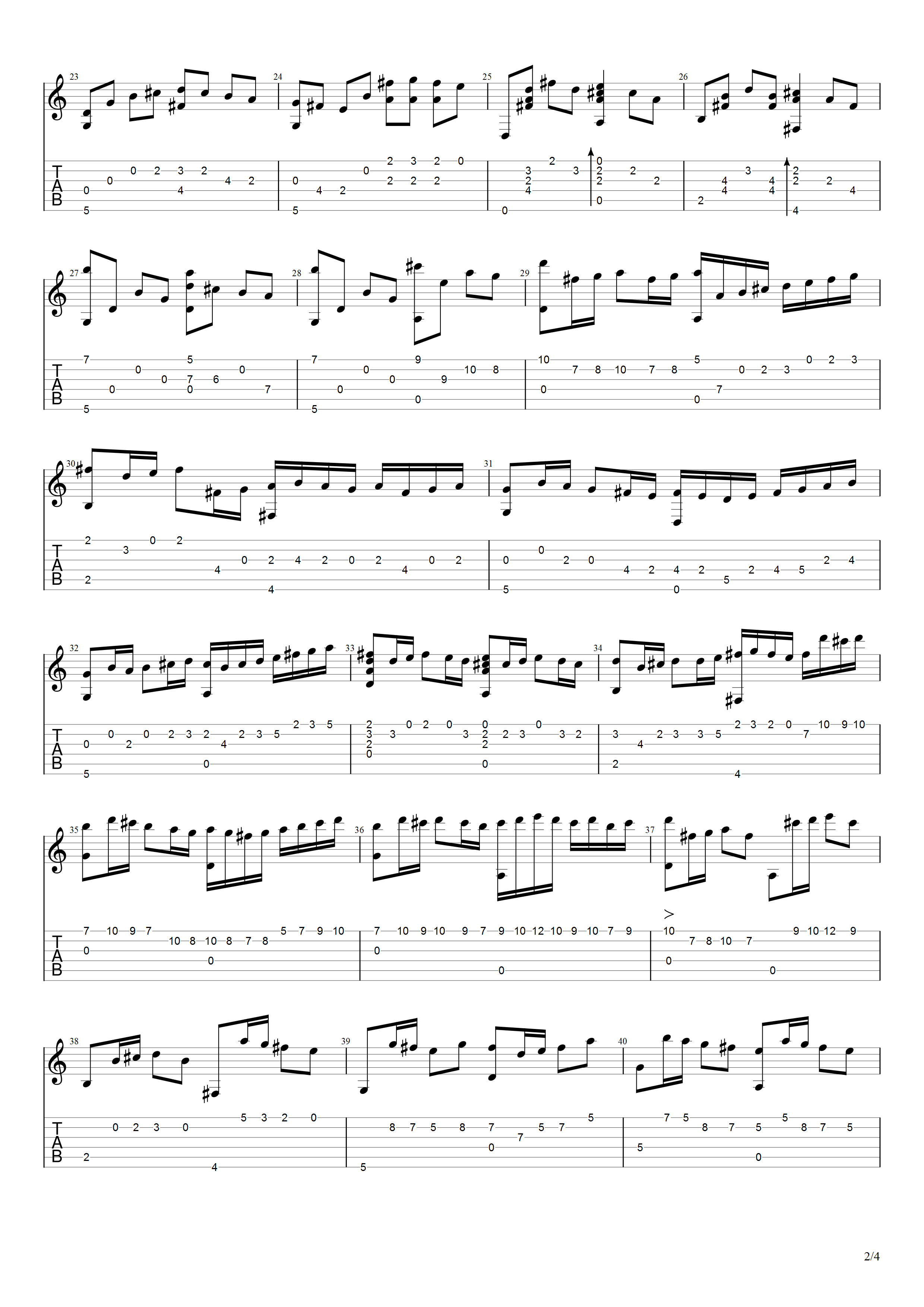 《CANON IN D》吉他谱-C大调音乐网