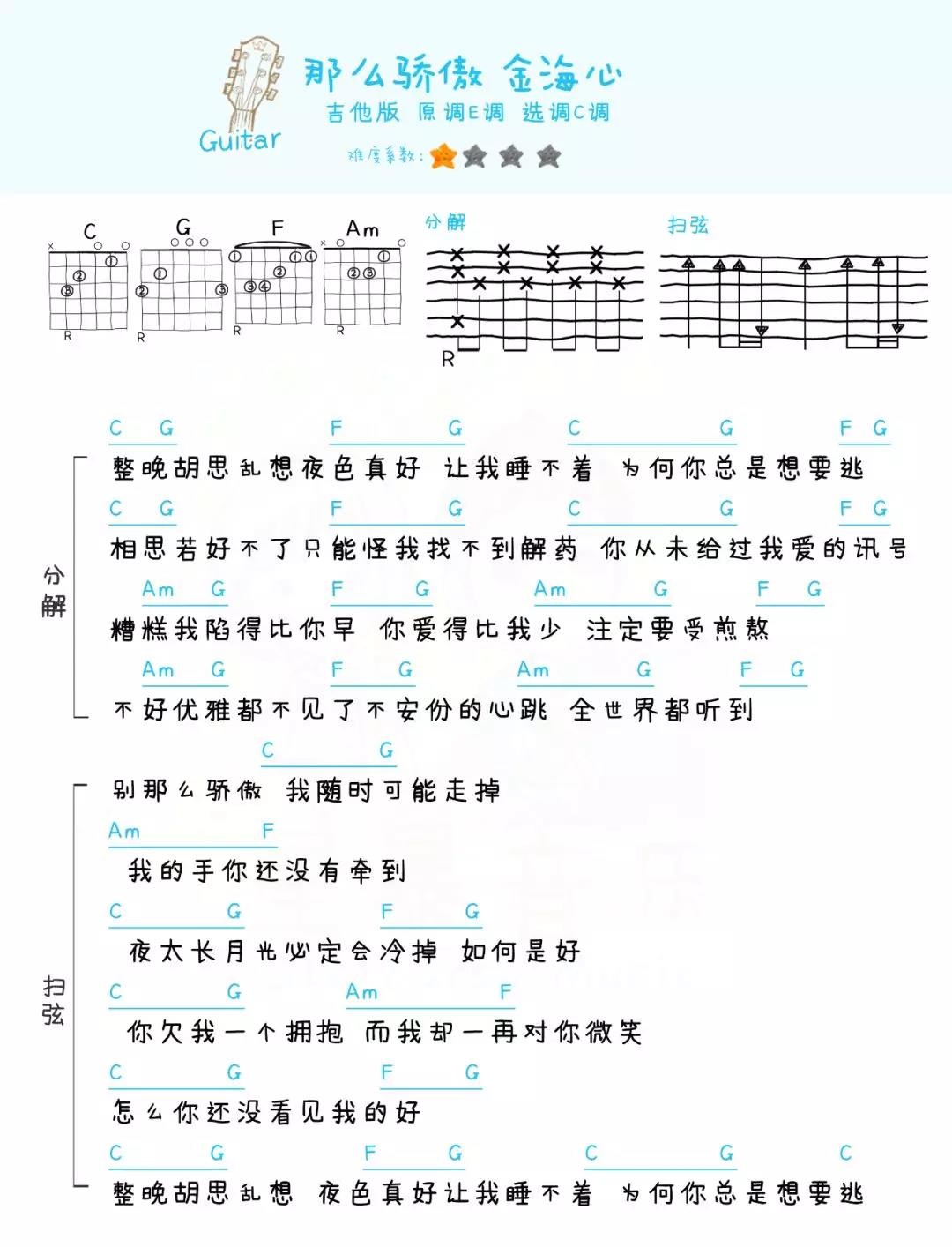 《那么骄傲》尤克里里吉他谱-金海心-C大调音乐网