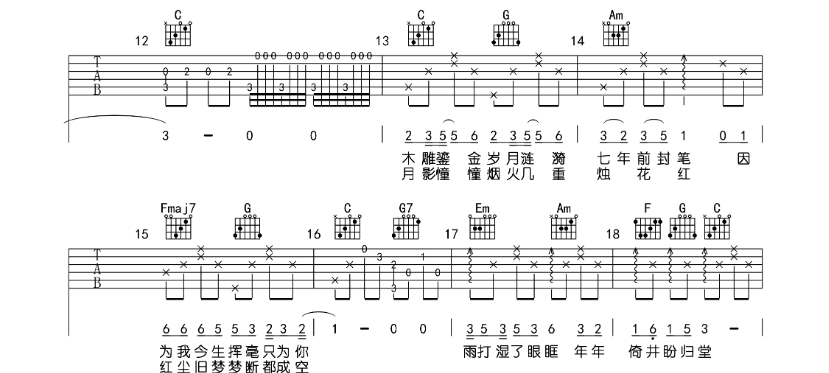 许嵩 清明雨上-C大调音乐网