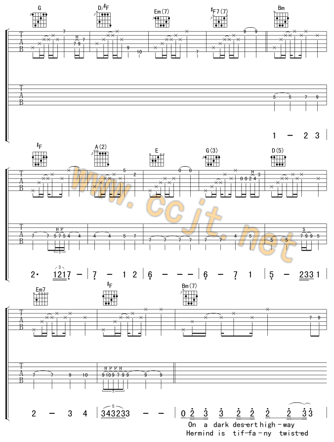 Hotel California 加州旅馆-C大调音乐网