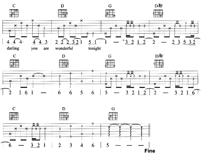 《Wonderful Tonigh》_吉他谱-C大调音乐网