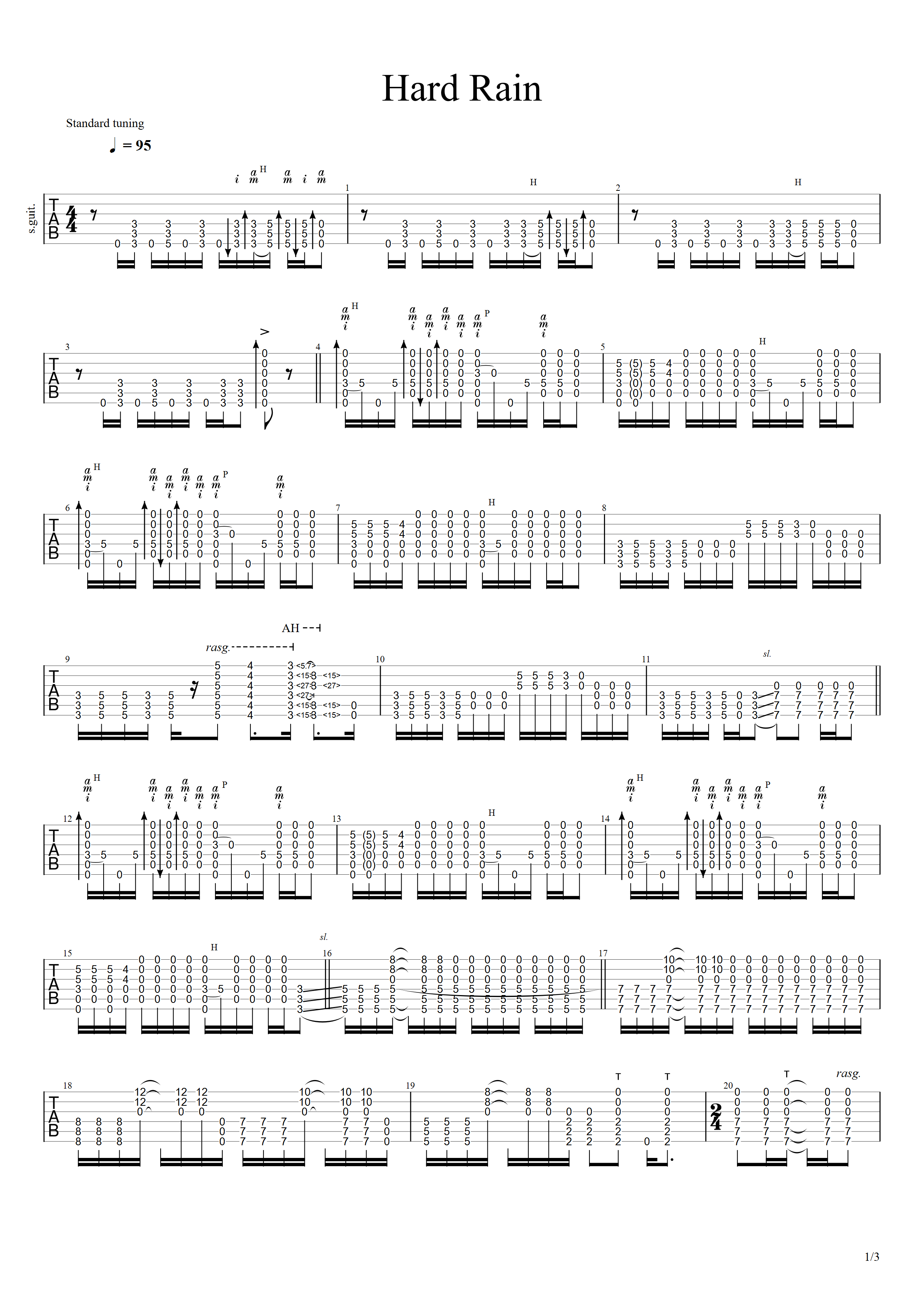hard rain（原版）-C大调音乐网