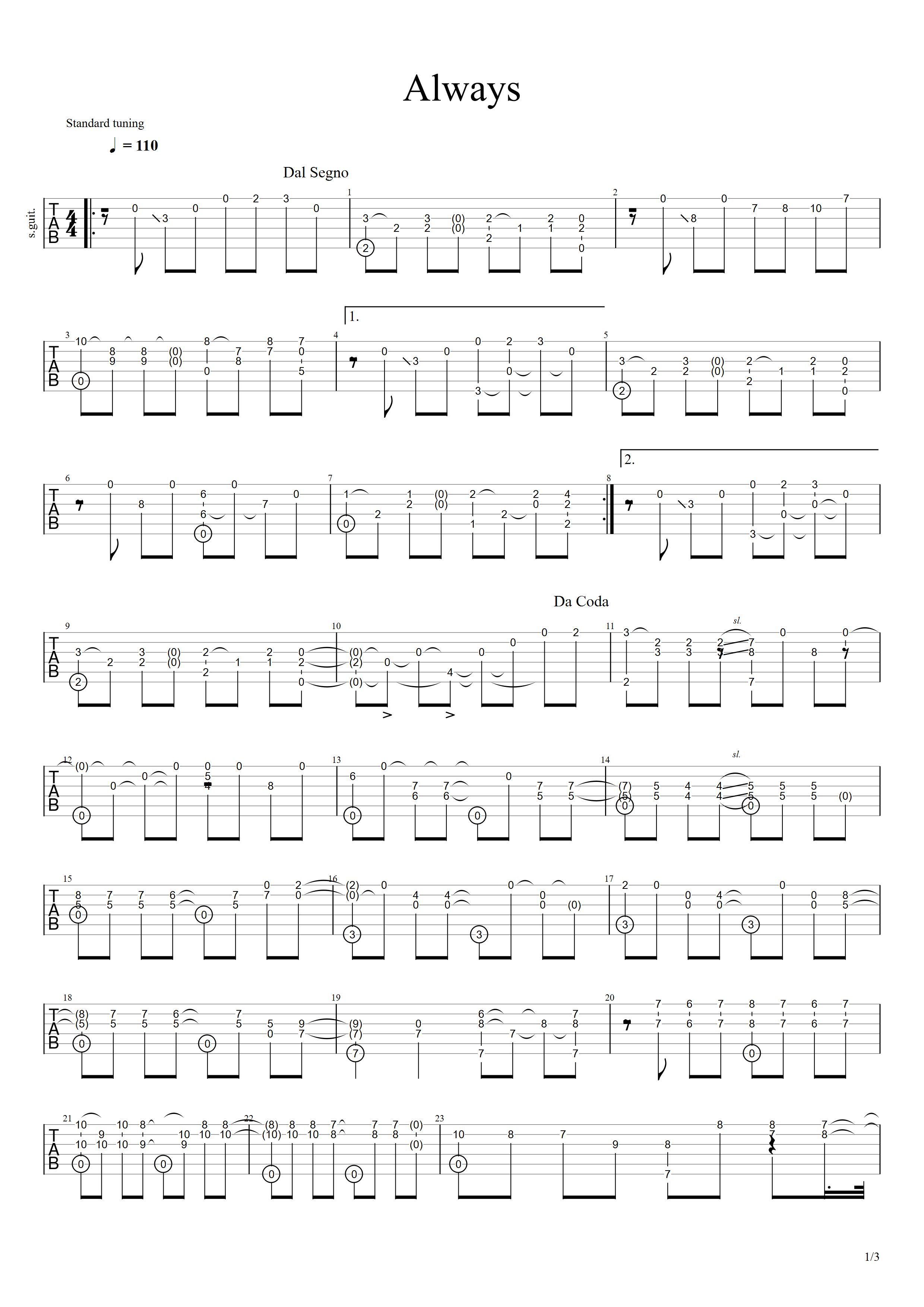 always（原版）-C大调音乐网