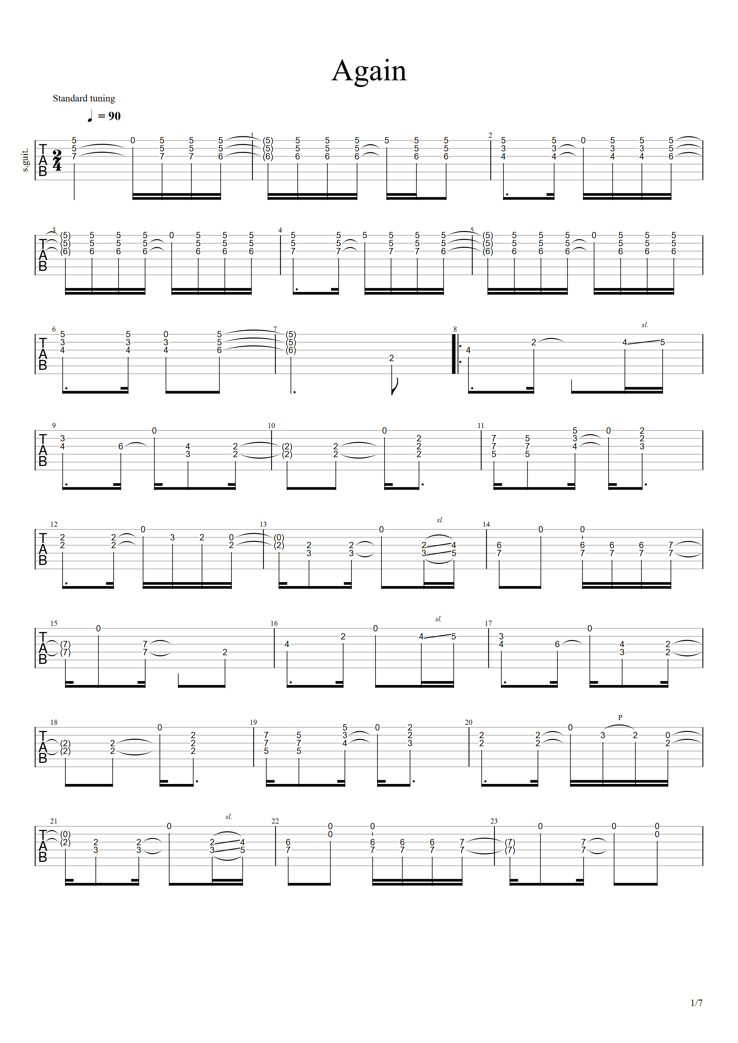 again（原版）-C大调音乐网