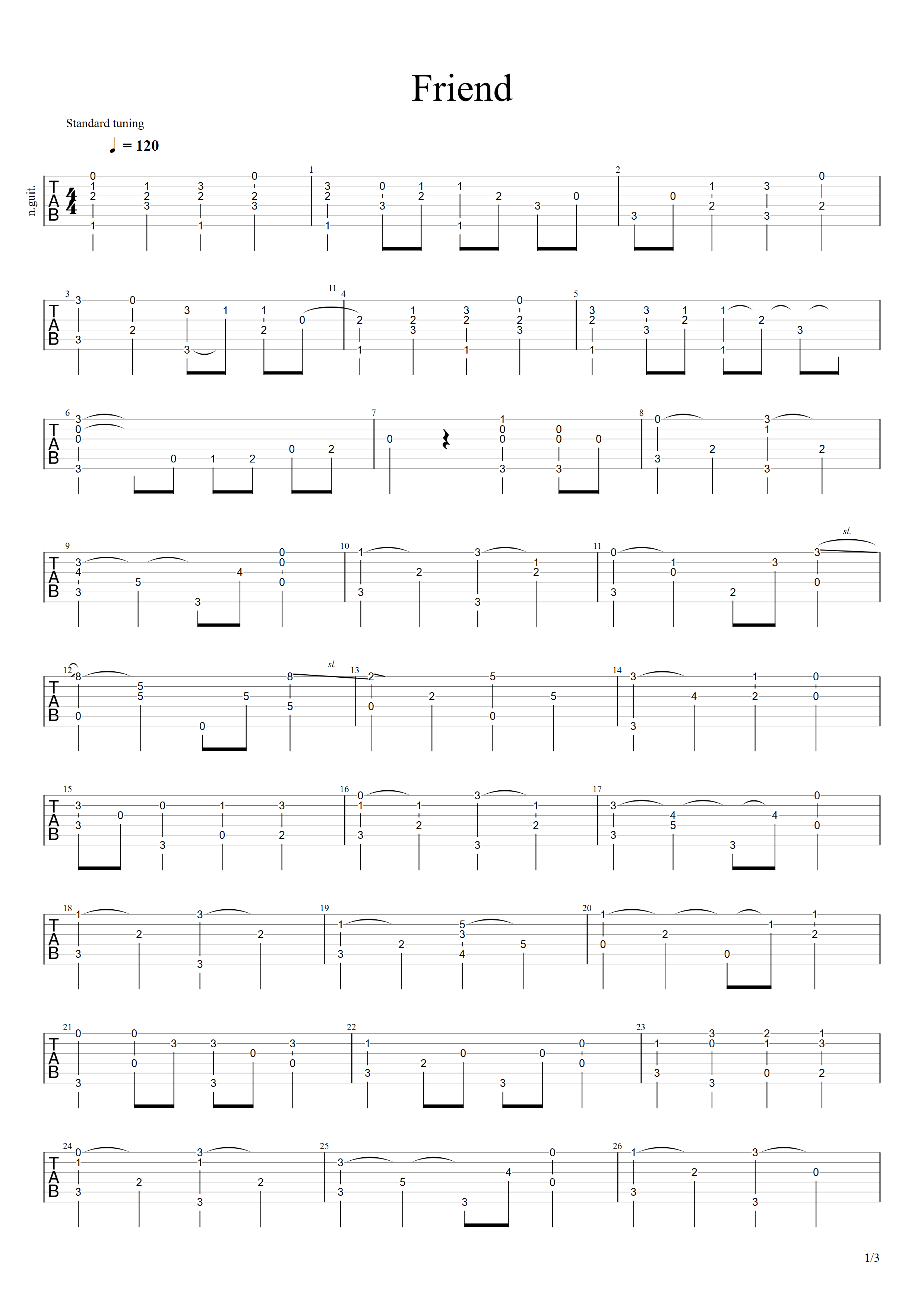 friend（原版）-C大调音乐网