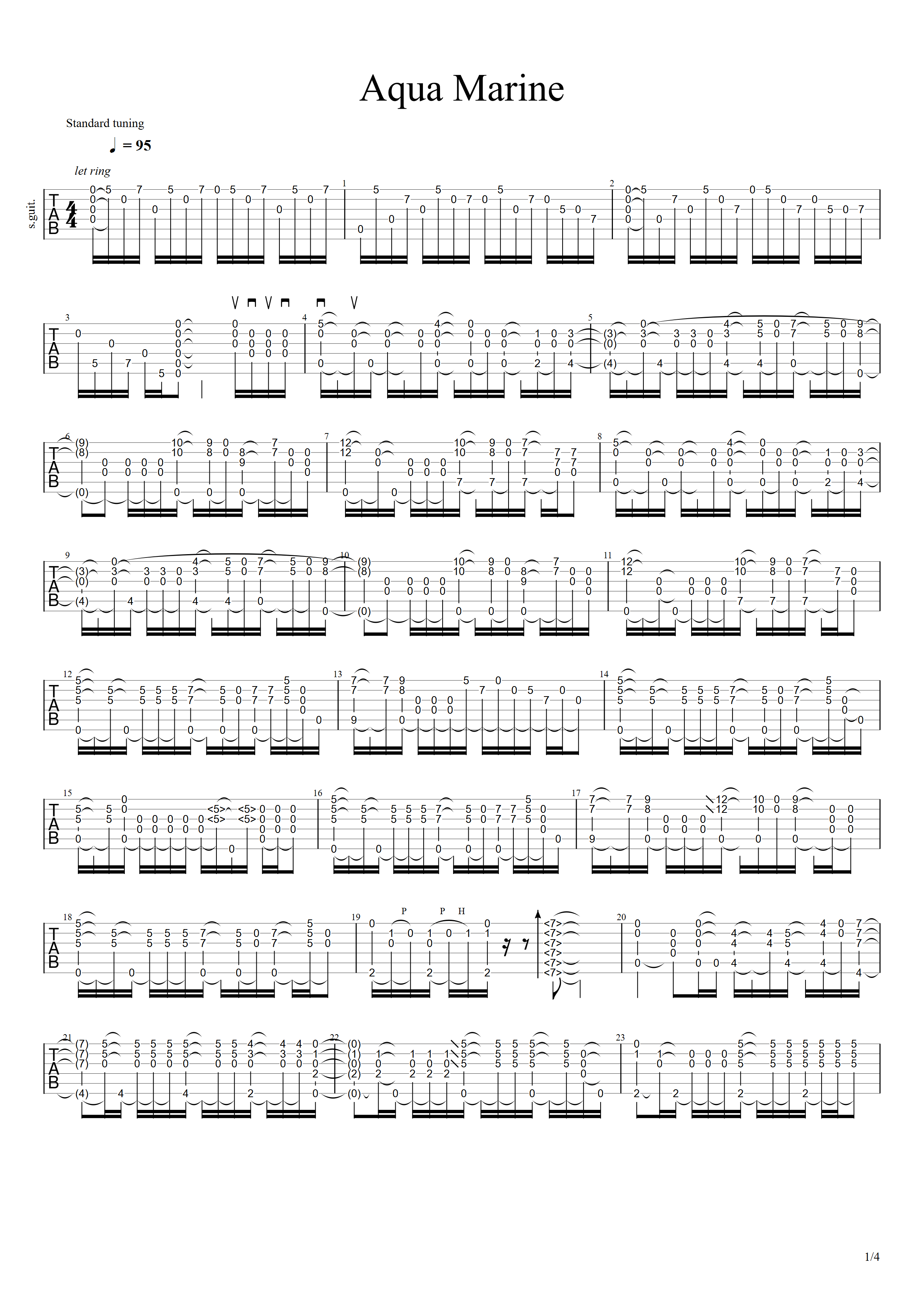 Aqua Marine（原版）-C大调音乐网