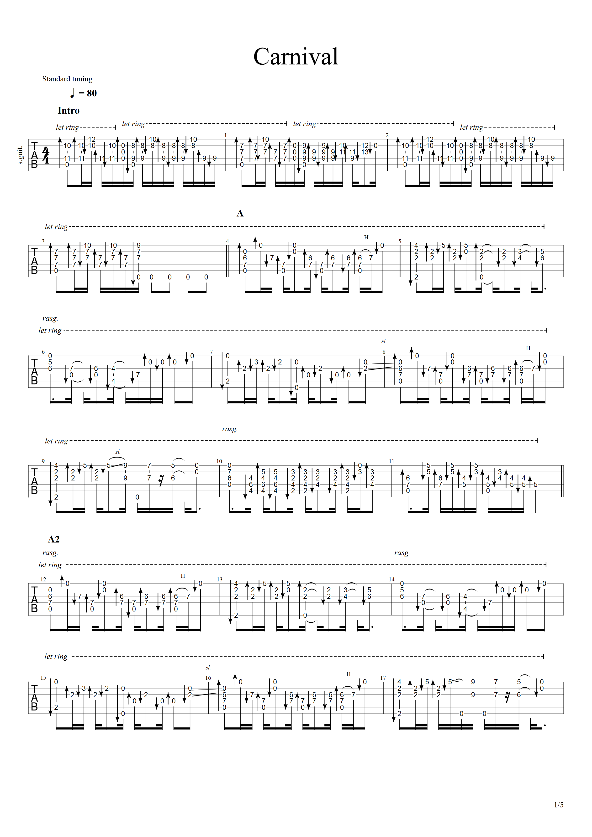 Carnival（原版）-C大调音乐网