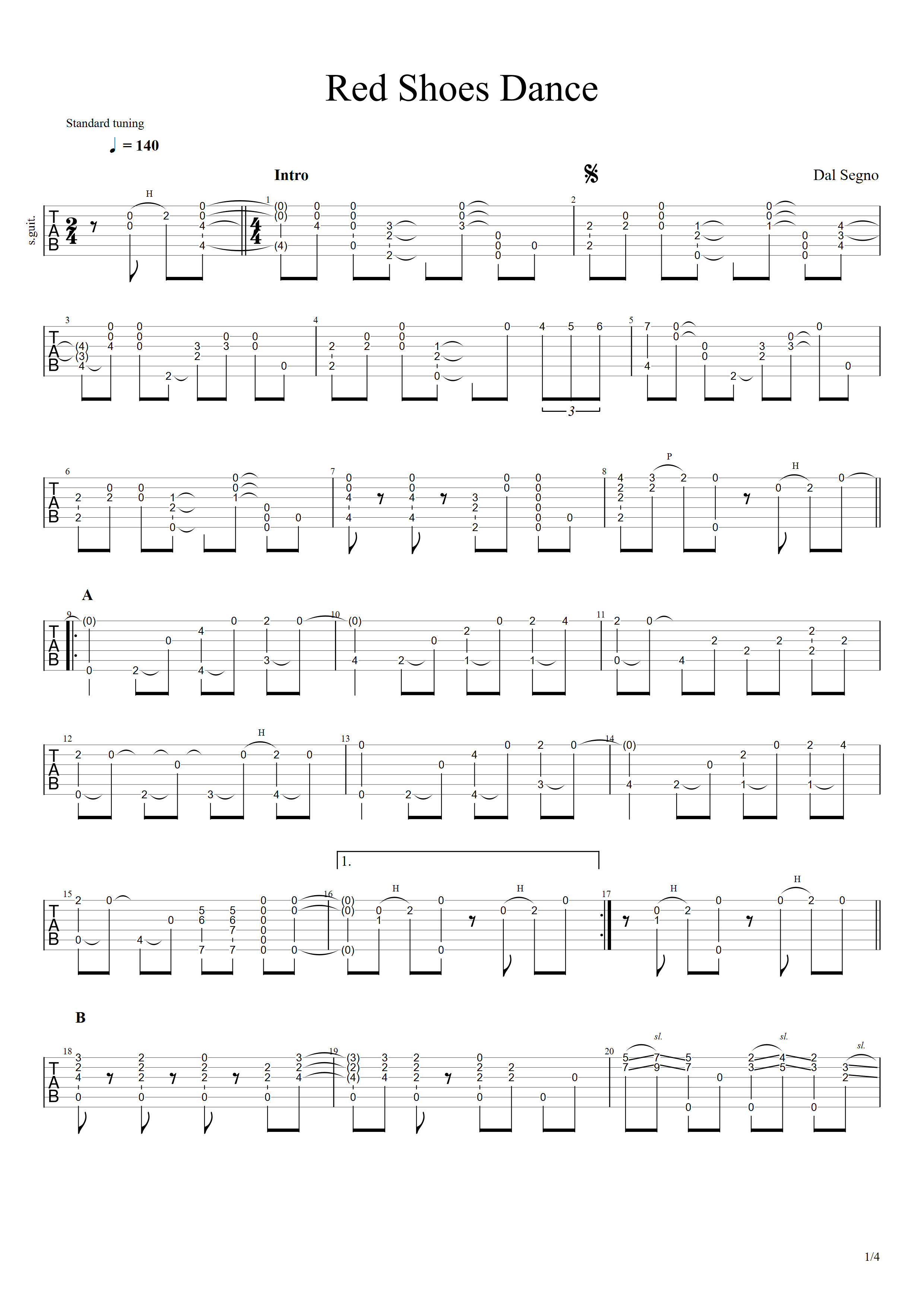 Red Shoes Dance（原版）-C大调音乐网