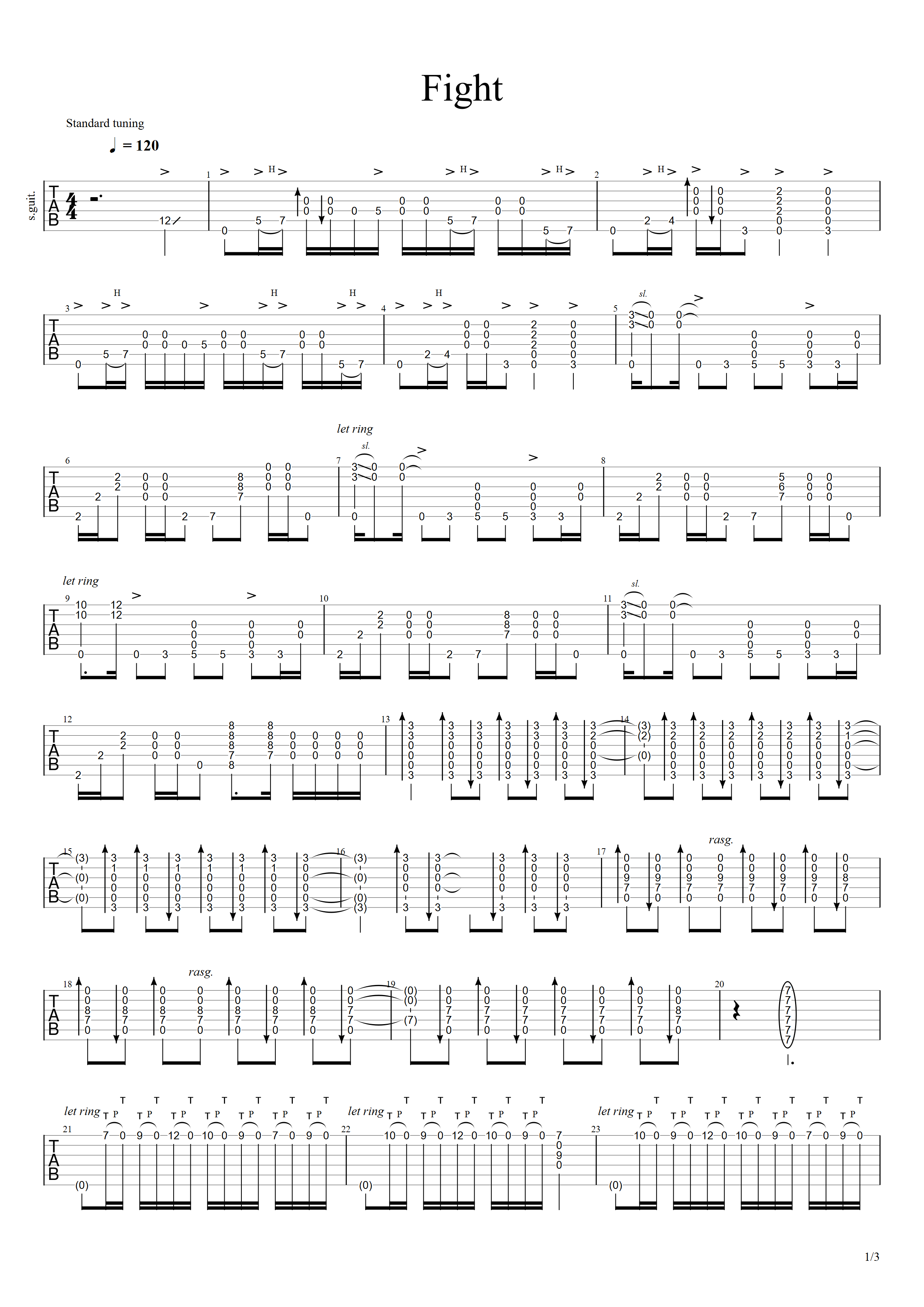 Fight（原版）-C大调音乐网