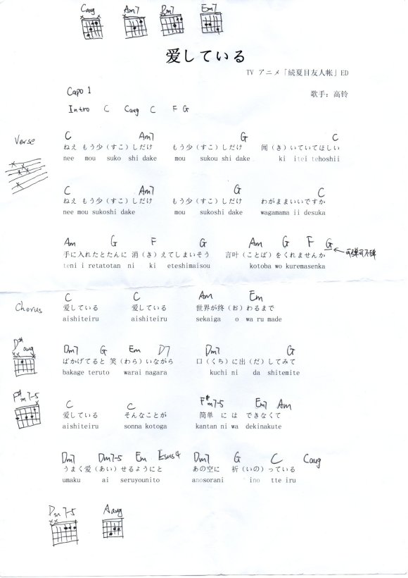 爱してる（夏目友人帐）-C大调音乐网