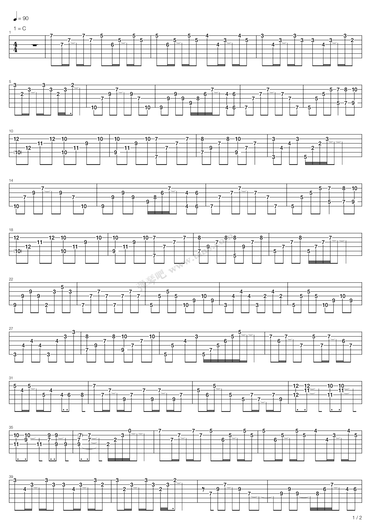 《玉响ED - 神様のいたずら》吉他谱-C大调音乐网