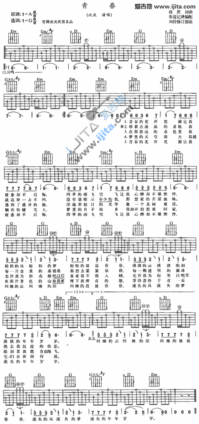 《青春》吉他谱-C大调音乐网