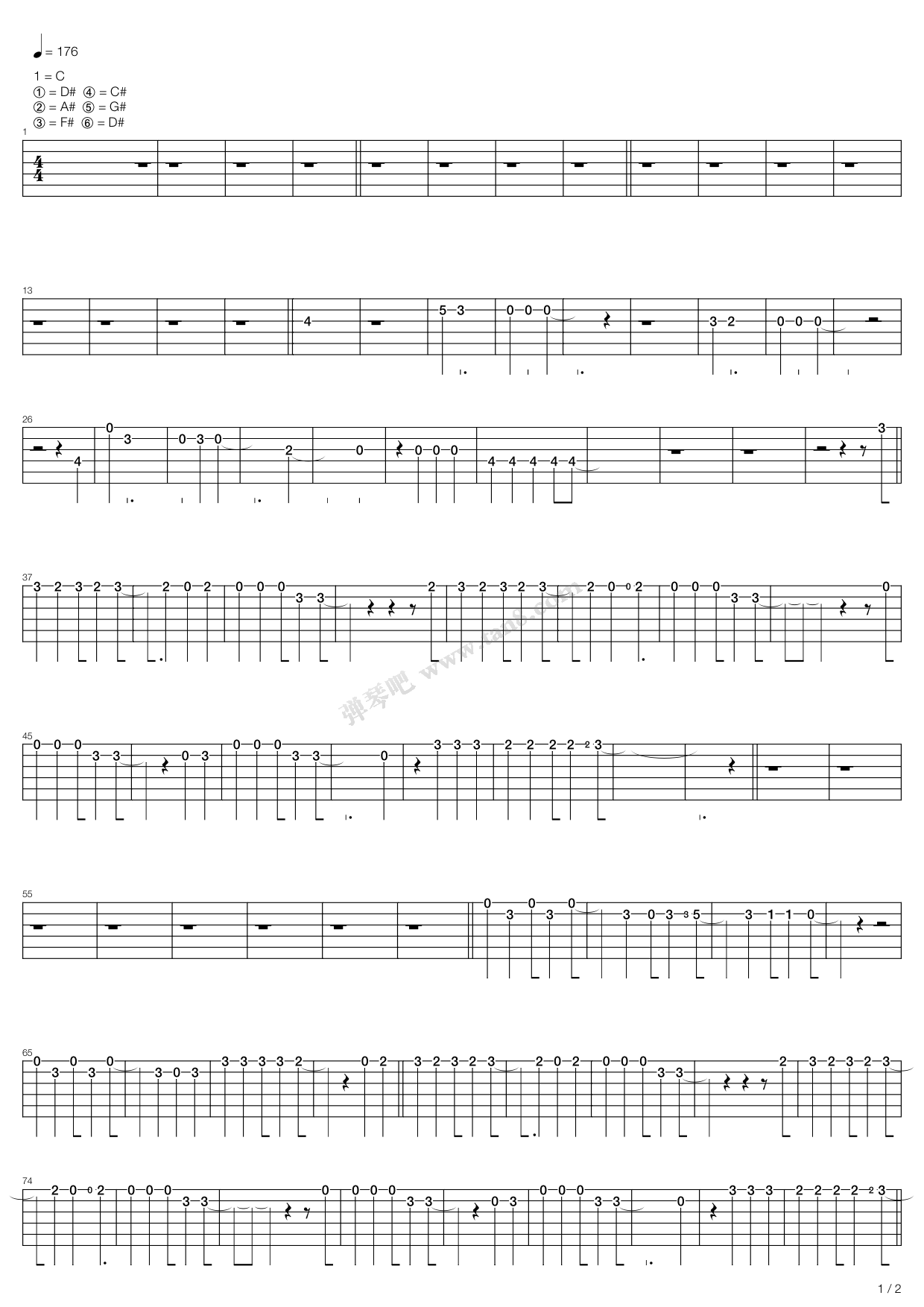 《88》吉他谱-C大调音乐网
