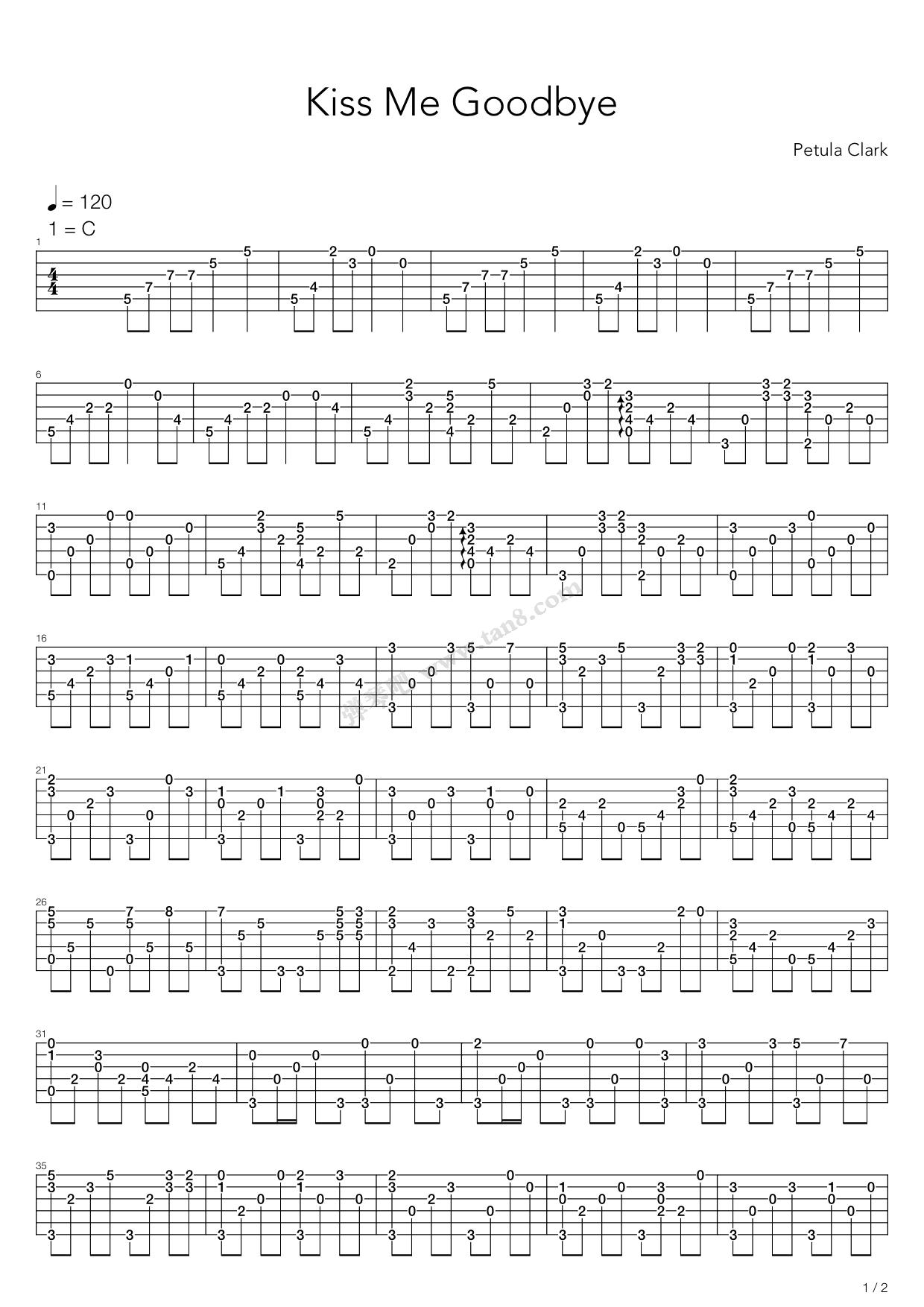 《Kiss Me Goodbye》吉他谱-C大调音乐网