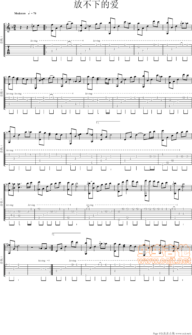 《韩剧《黄手帕》插曲放不下的爱》吉他谱-C大调音乐网