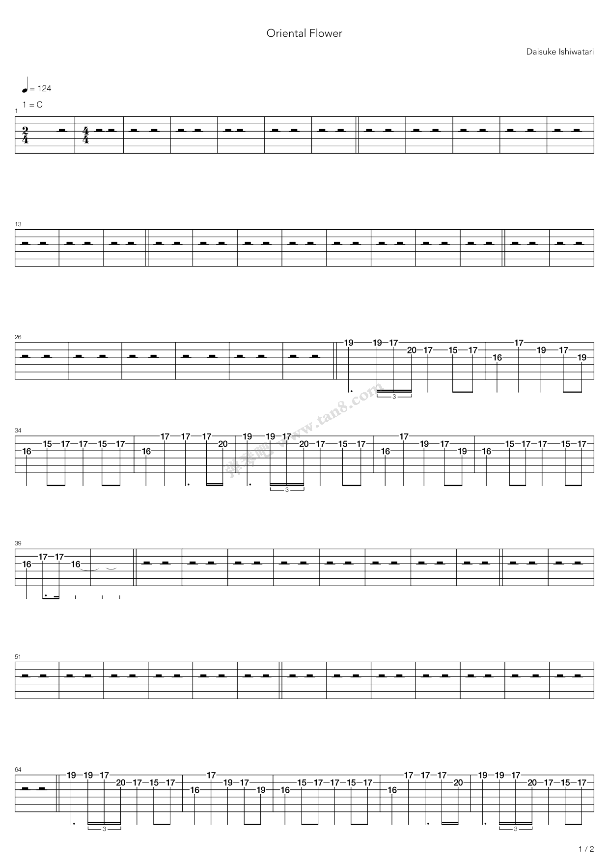 《Oriental Flower》吉他谱-C大调音乐网