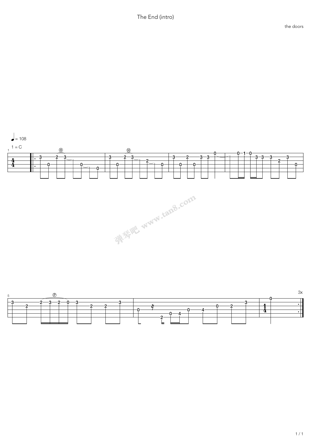 《The End》吉他谱-C大调音乐网