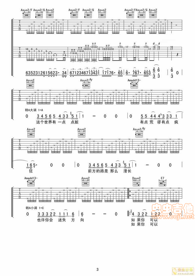 《【全网首发】汪峰《向阳花》完整版吉他谱【蚂蚁制谱】》吉他谱-C大调音乐网