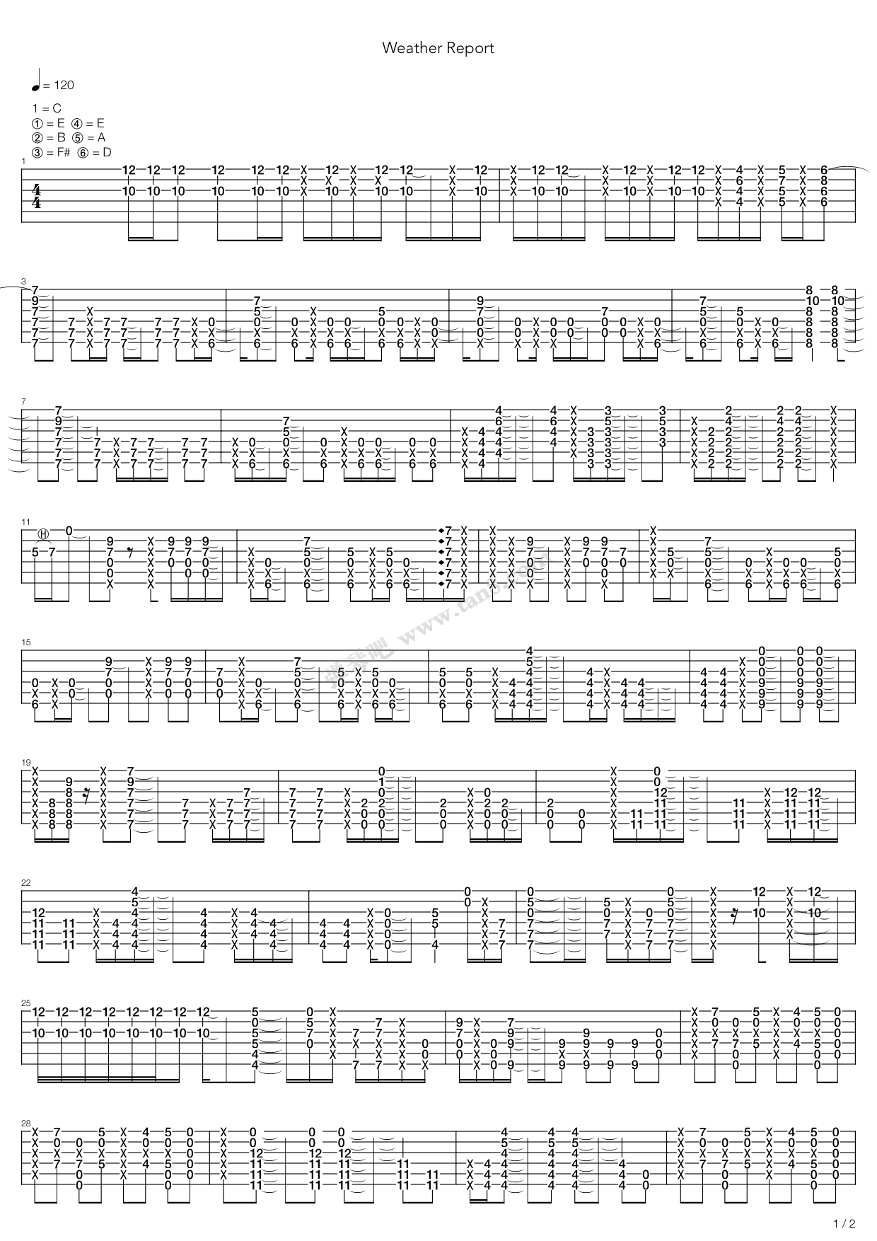 《Weather Report（Reboot，天气预报）》吉他谱-C大调音乐网