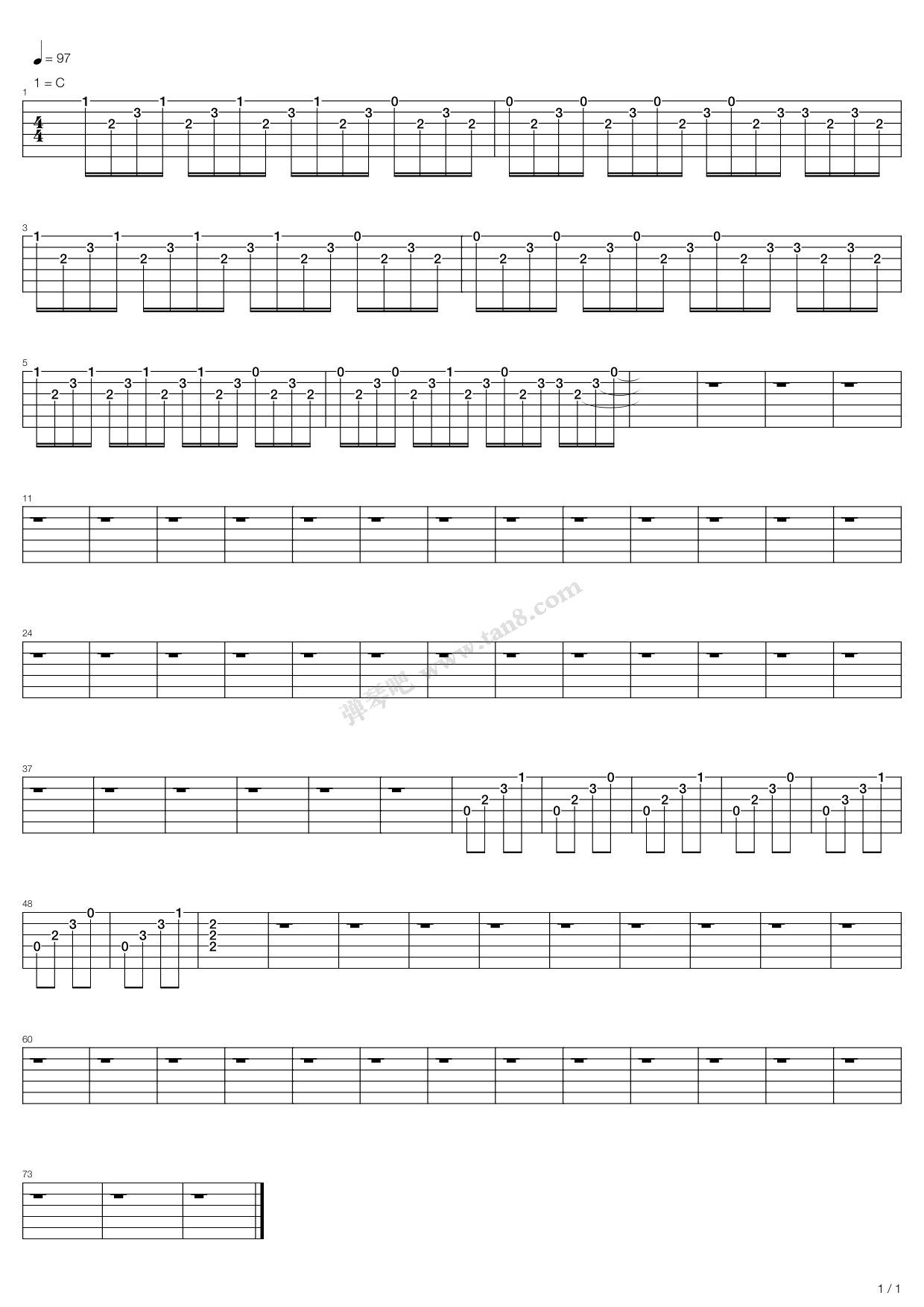 《Every Body‘S Fool_无调弦_无弦乐 1》吉他谱-C大调音乐网