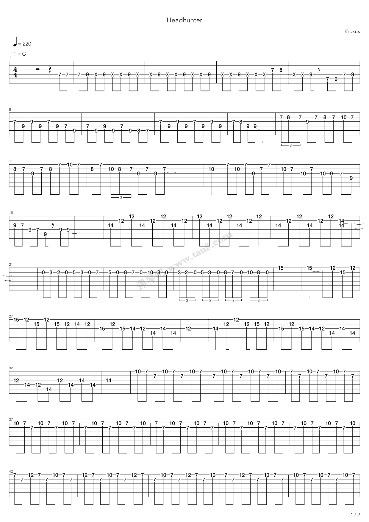 《Headhunter》吉他谱-C大调音乐网