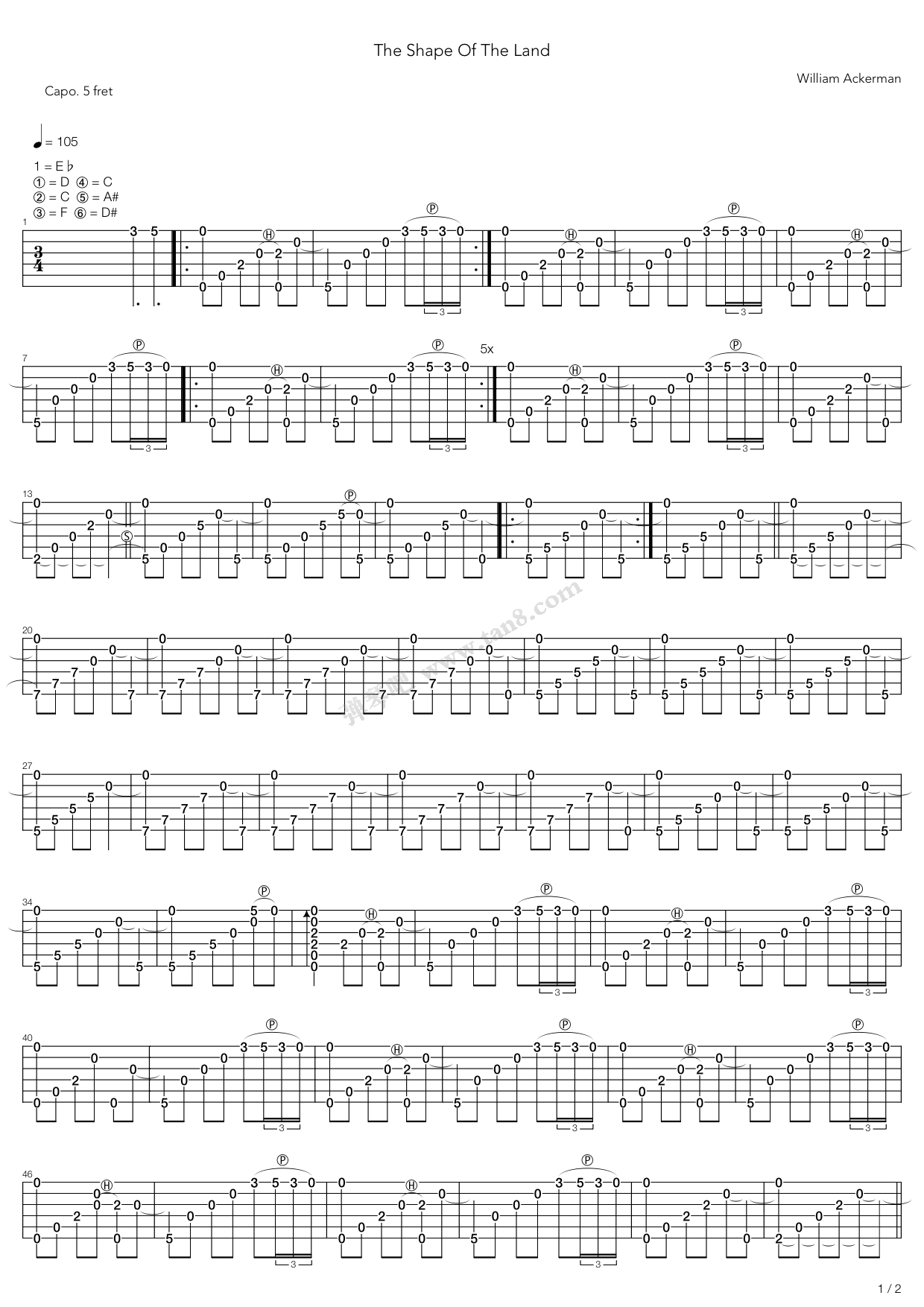 《Shape Of The Land》吉他谱-C大调音乐网