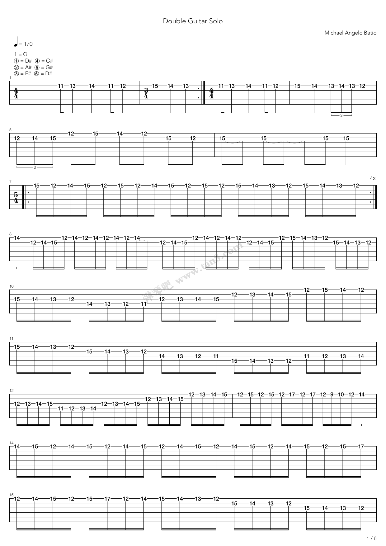 《Double Guitar》吉他谱-C大调音乐网