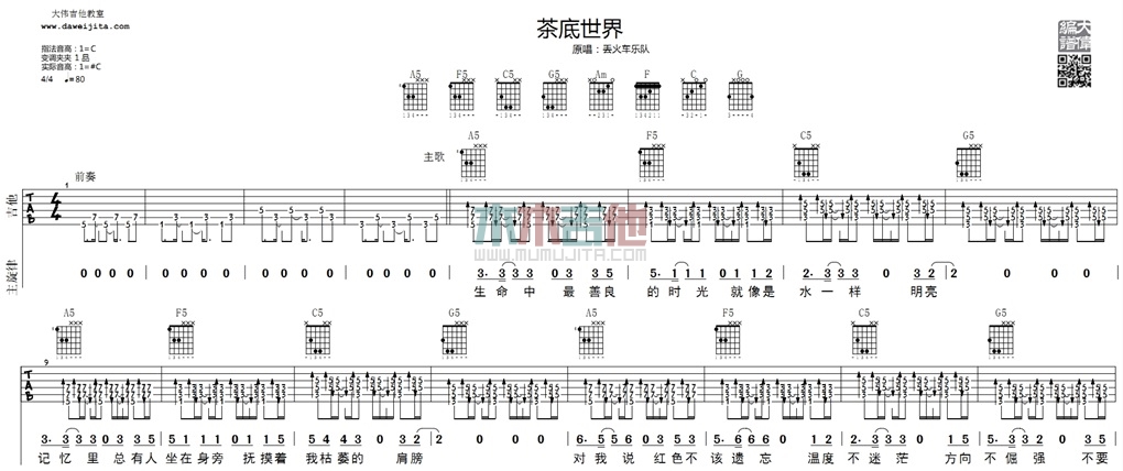 《茶底世界》吉他谱-C大调音乐网