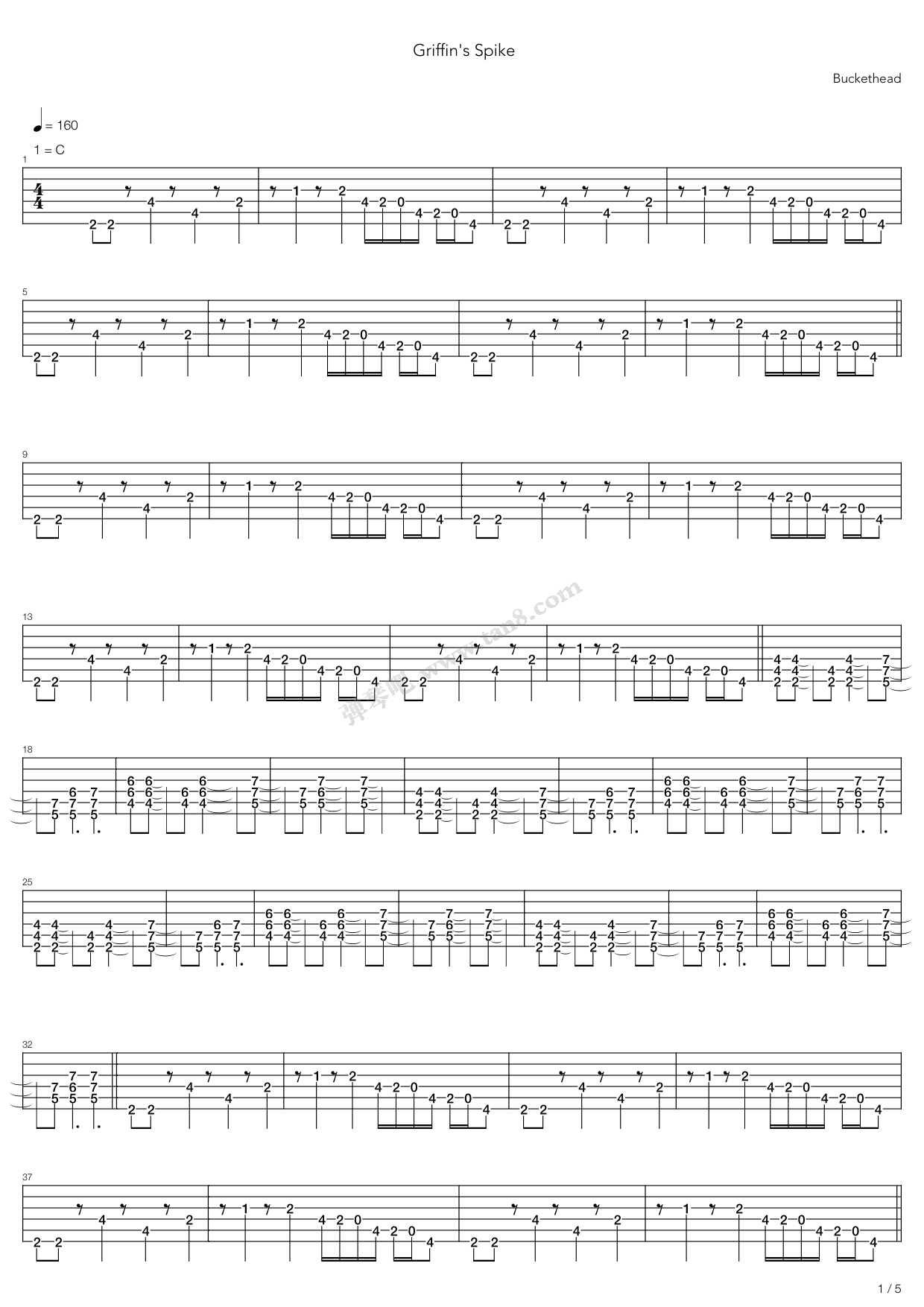 《Griffins Spike》吉他谱-C大调音乐网
