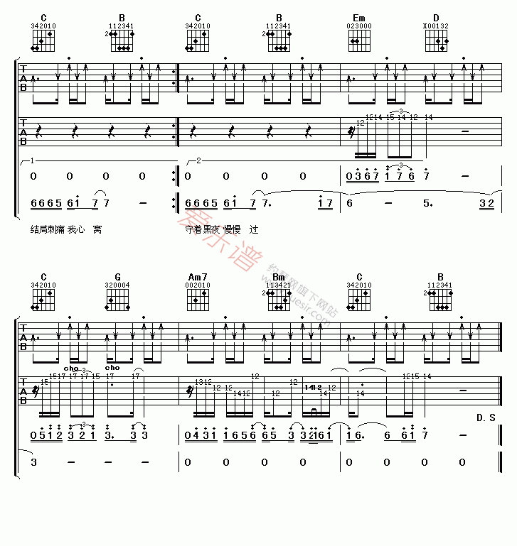 《姜玉阳《爱情惹的祸》》吉他谱-C大调音乐网