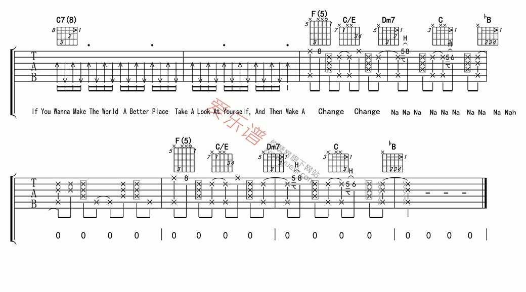 《Michael Jackson(迈克尔·杰克逊)《Man In The Mirror》》吉他谱-C大调音乐网