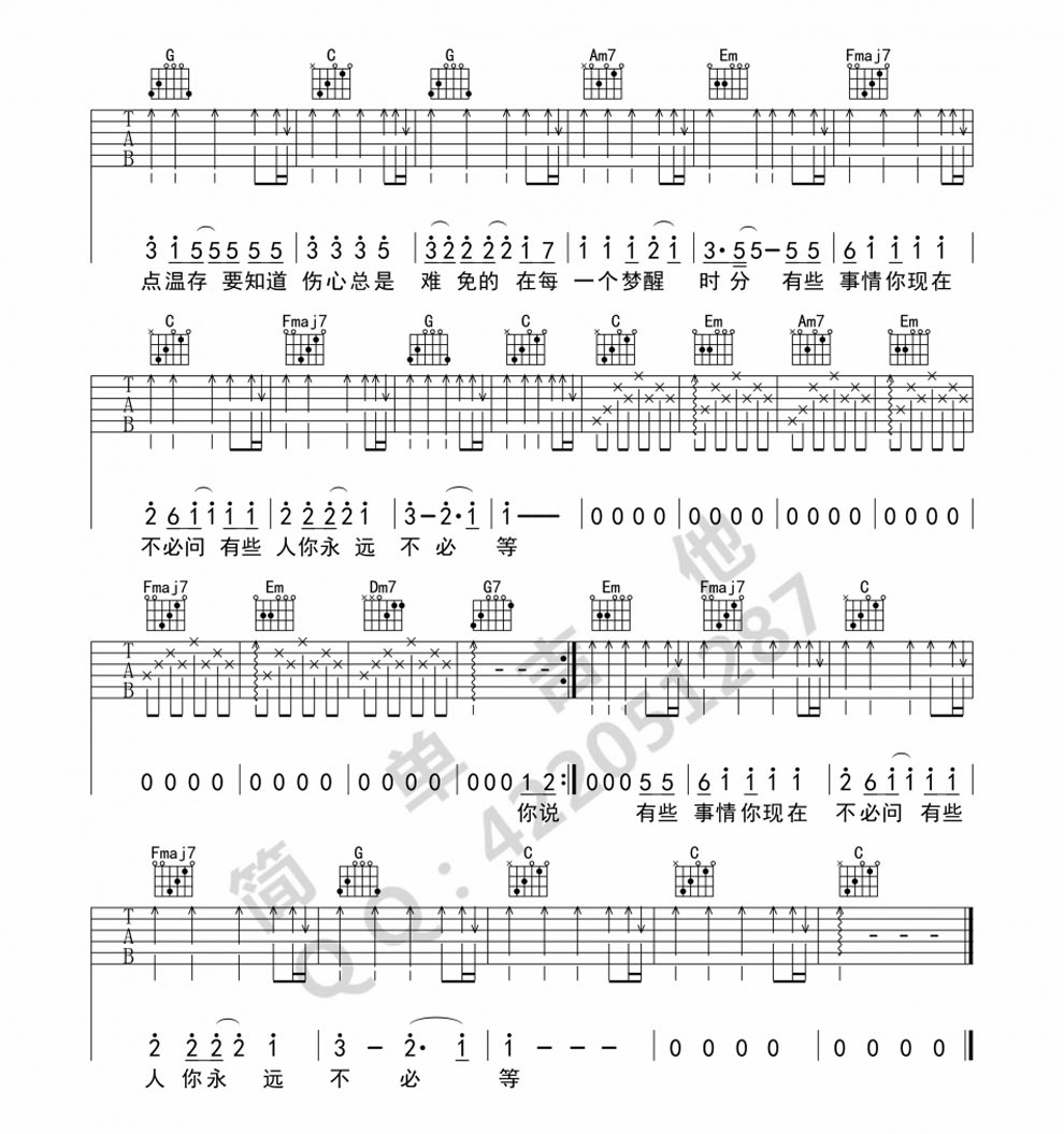 《梦醒时分-陈淑桦-简单吉他吉他图谱》吉他谱-C大调音乐网