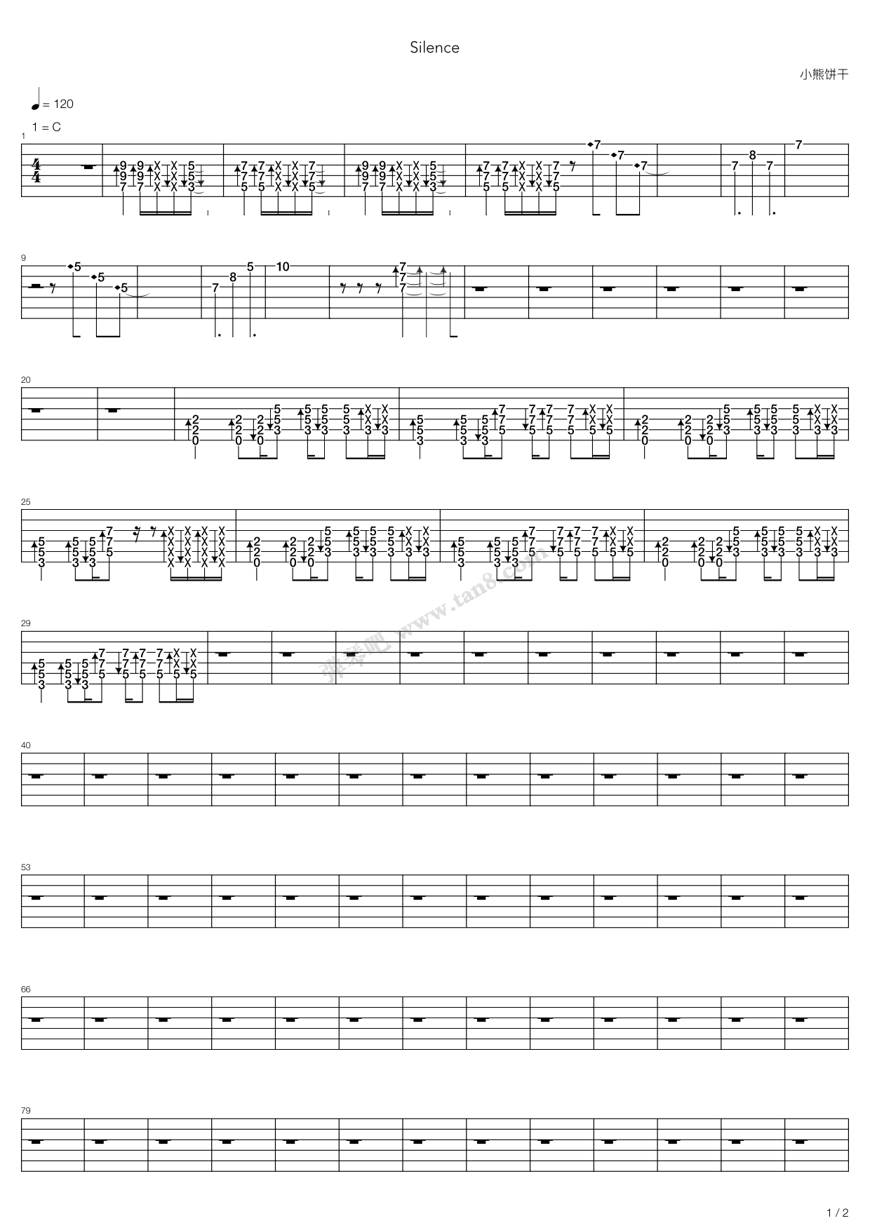 《Silence》吉他谱-C大调音乐网