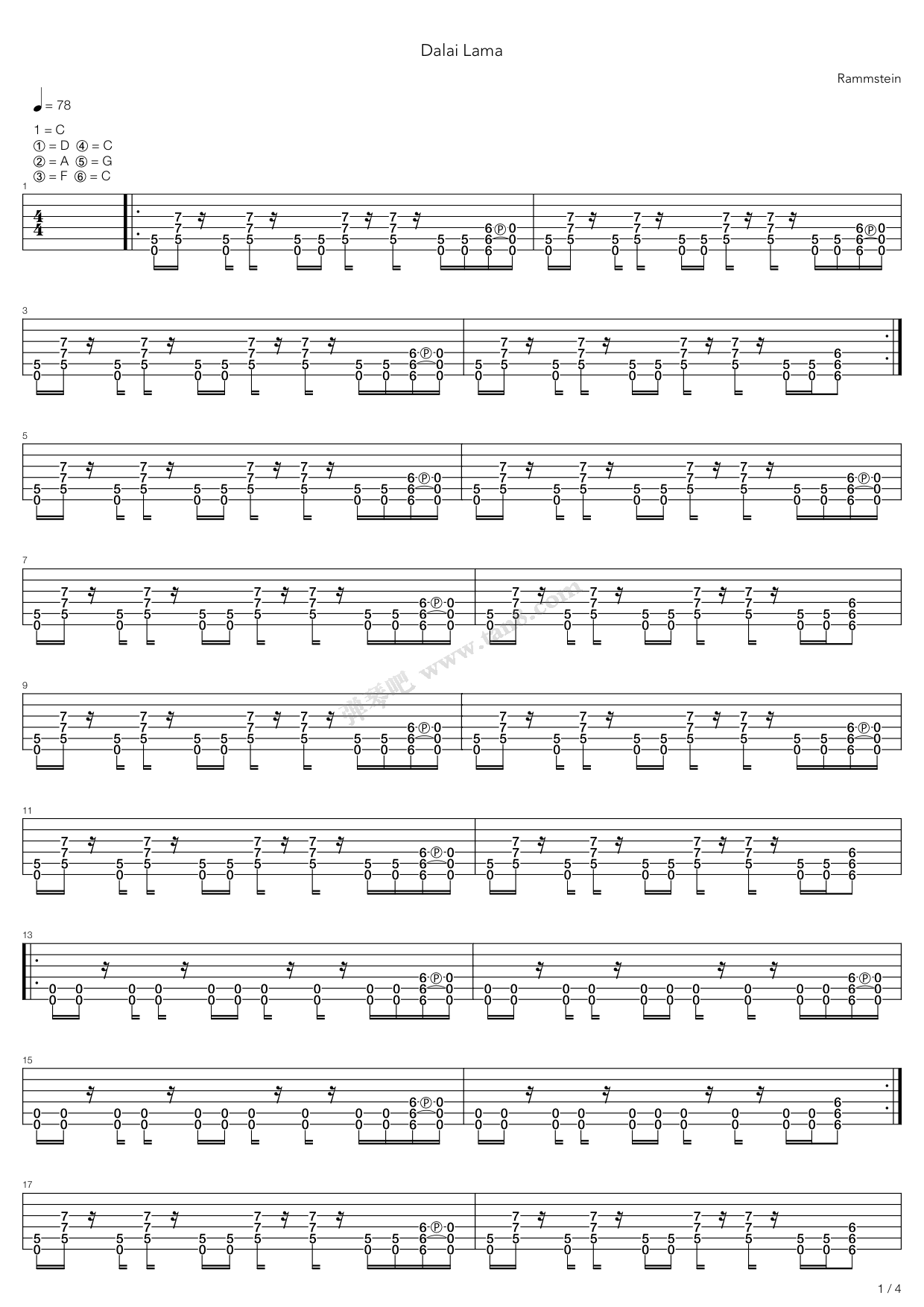 《Dalai Lama》吉他谱-C大调音乐网