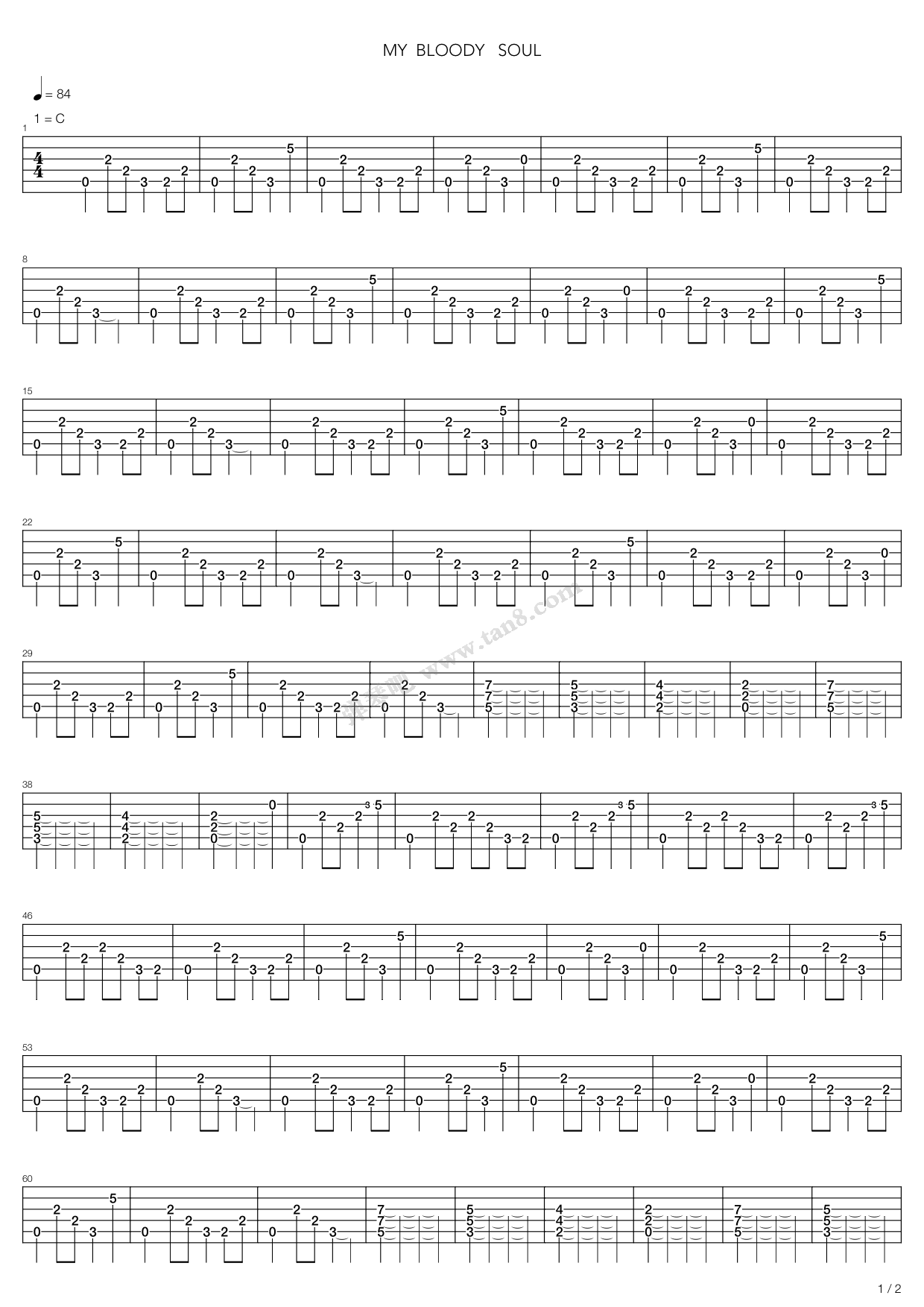 《My Bloody Soul》吉他谱-C大调音乐网