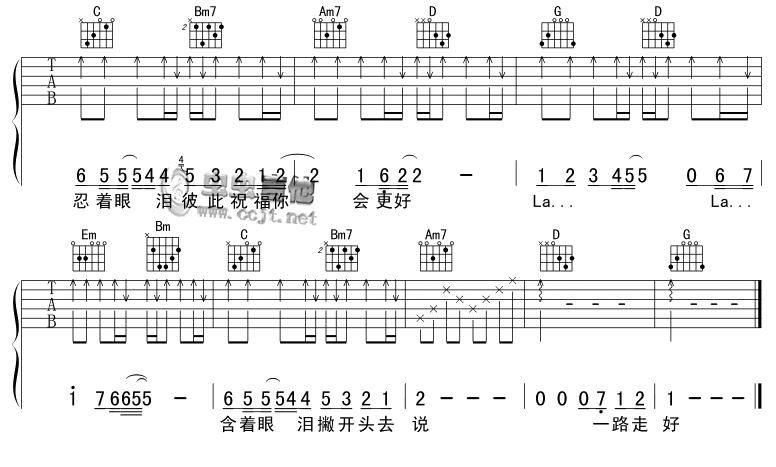 青蛙乐队 分手的拥抱吉他谱-C大调音乐网