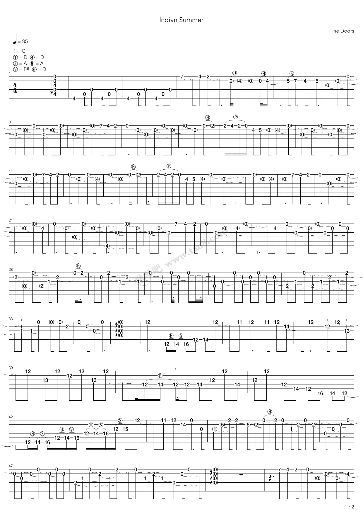 《Indian Summer》吉他谱-C大调音乐网