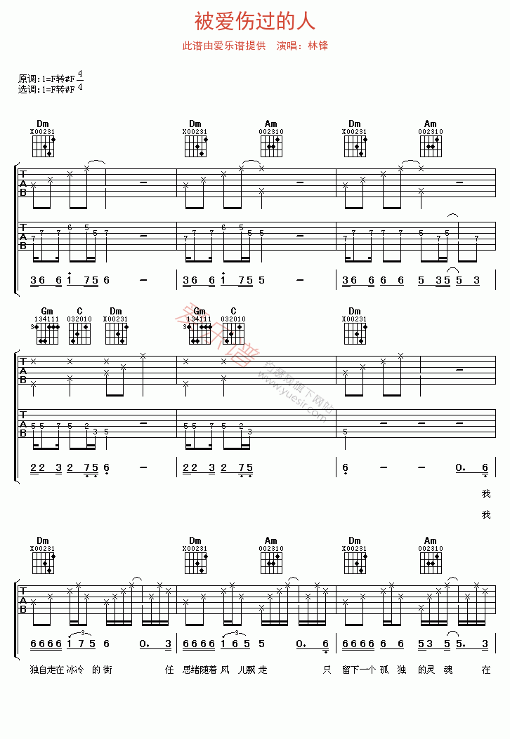 《林锋《被爱伤过的人》》吉他谱-C大调音乐网