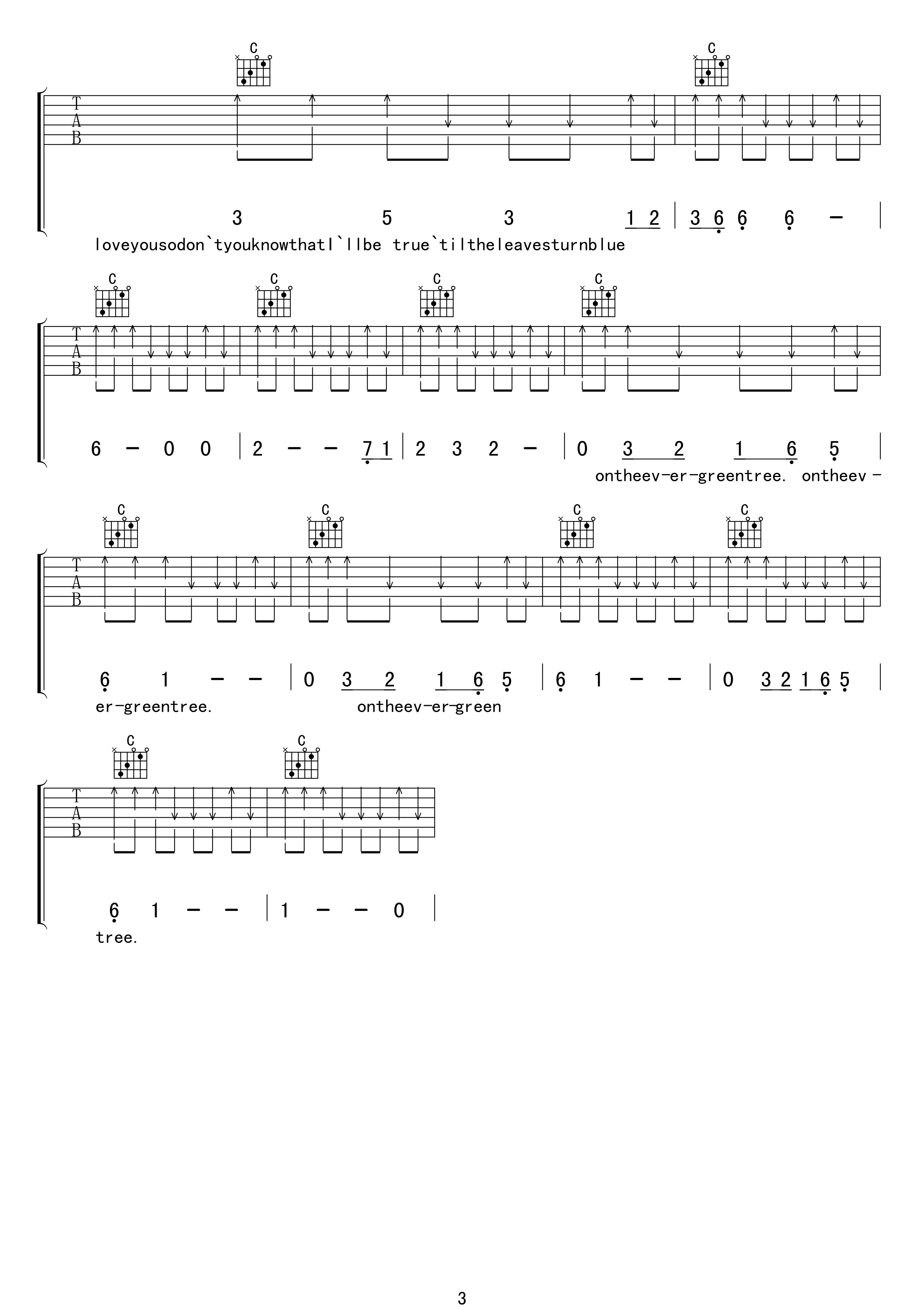 cliff richard Evergreen Tree吉他谱-C大调音乐网