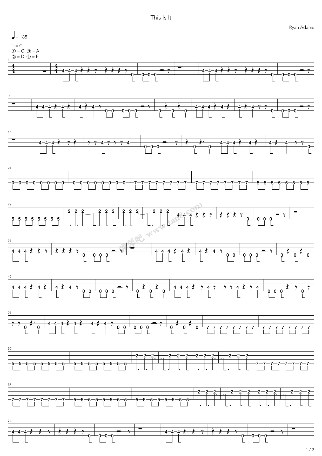 《This Is It》吉他谱-C大调音乐网