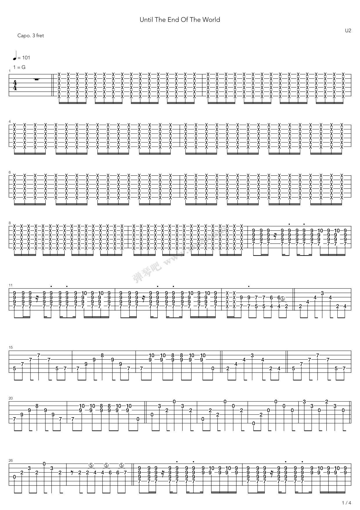 《Until The End Of The World》吉他谱-C大调音乐网