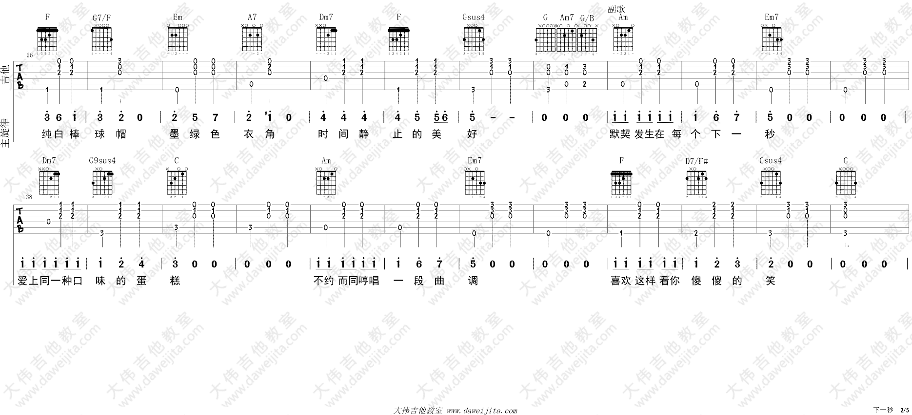 《《下一秒》吉他弹唱教学_张碧晨_《微微一笑很倾城》插曲》吉他谱-C大调音乐网